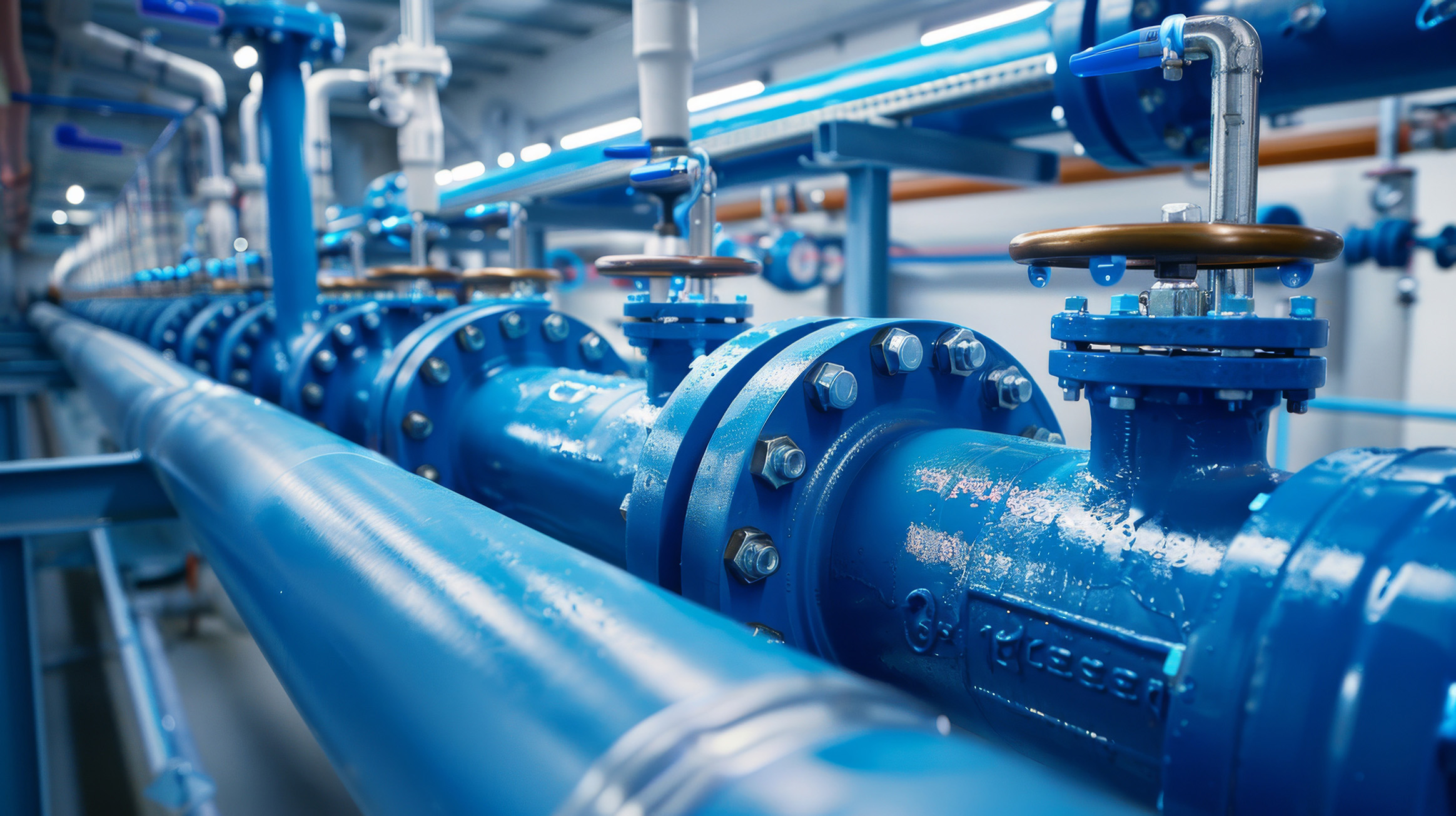Commercial gas pipework installed within a building services plant room