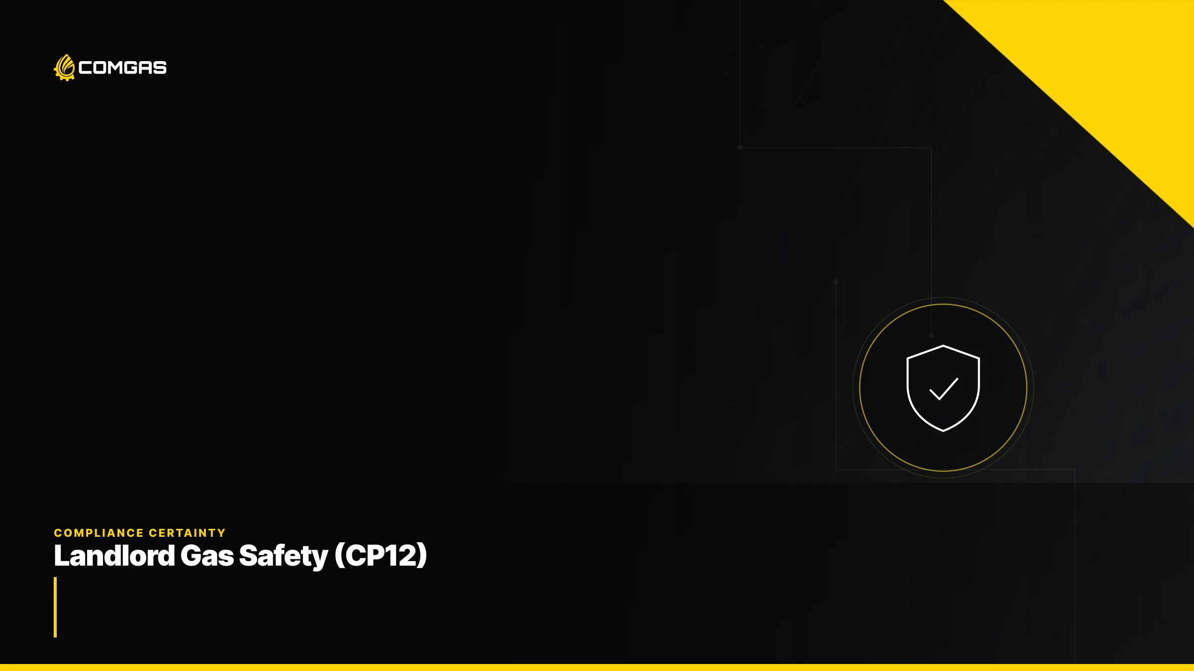 ComGas branded graphic for landlord gas safety checks and CP12 certification