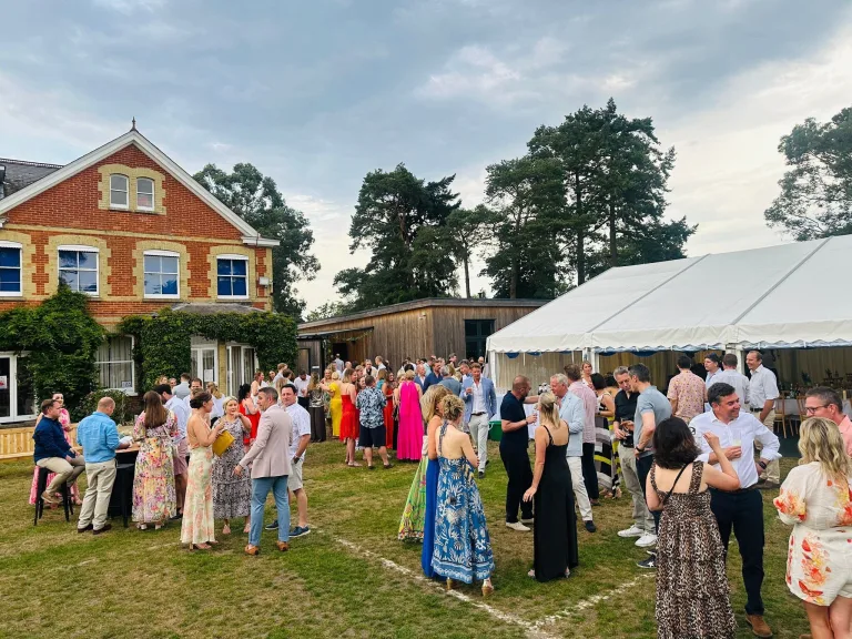 Marquees and guests on the grounds of Barfield Prep School during the Barfield Summer Ball
