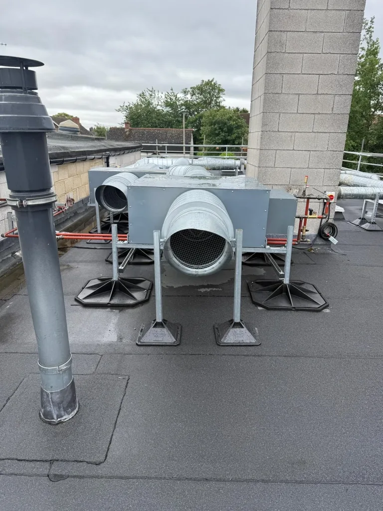 Replacement roof-mounted ventilation unit and duct connections at Didcot Ambulance Resource Centre